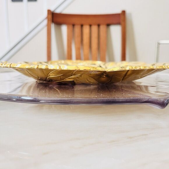 WMF GOLDEN 49er SERIES 24K GOLD ELECTROPLATE Leaves Round Hollwware Tray 10 3/8” - Picture 10 of 12